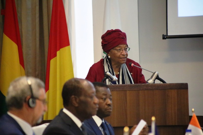 President Sirleaf making opening remarks at the Summit